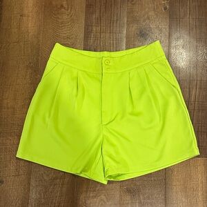 SHEIN Neon Yellow High Waist Shorts